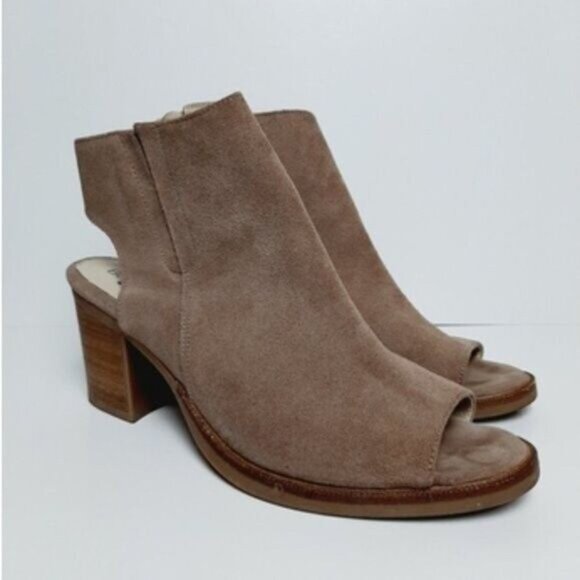BOS. & CO. Celeste Peep-Toe Ankle Boots Heels Chunky Heel Genuine Suede Sz 9 - Picture 2 of 11